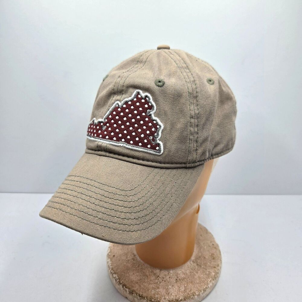 Champion Roanoke College Maroons Virginia Strapback Hat Cap Tan Olive Polka Dot